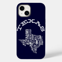 Texas Phone Hoesje Navy Blue Hand schets stijl