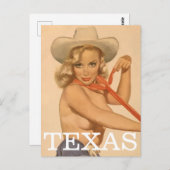 Texas Pin Up girl Briefkaart (Voorkant / Achterkant)
