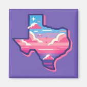 Texas Pink en Blue Cotton Snoep Skies Magneet (Voorkant)