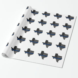 Texas Police Officer Thin Blue Line Cadeaupapier