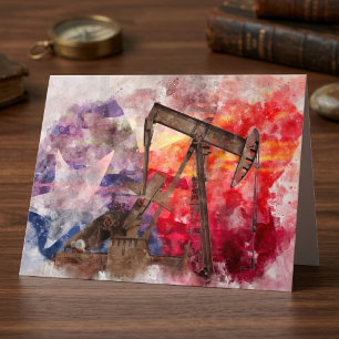 Texas-pompwaterverf met Texas-vlagkunst Bedankkaart