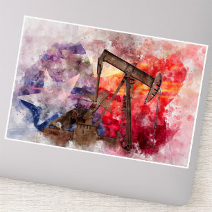 Texas-pompwaterverf met Texas-vlagkunst Sticker
