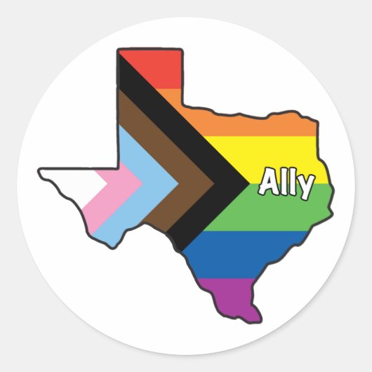 Texas Pride Ally Ronde Sticker (Voorkant)