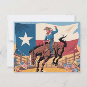 Texas Pride cowboy art rodeo scene Western Briefkaart