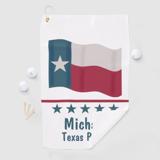 Texas Proud Lange ster Vlag Naam Gepersonaliseerd Golfhanddoek (Insitu)