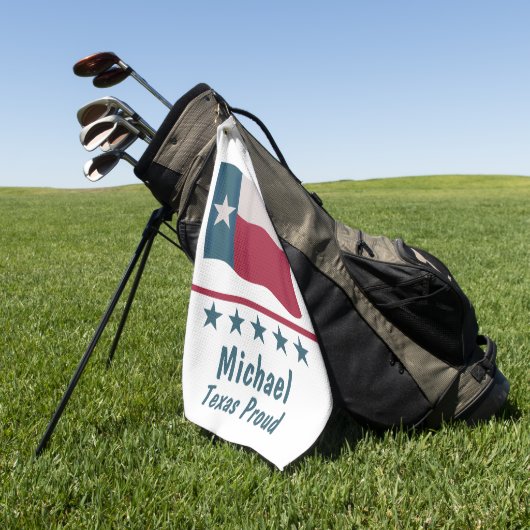 Texas Proud Lange ster Vlag Naam Gepersonaliseerd Golfhanddoek (Groen)