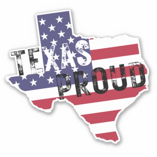 Texas Proud Rustic Tough Text American Flag State Sticker (Voorkant)