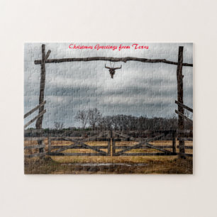 Texas Ranch Scene.Kerstgroeten Legpuzzel