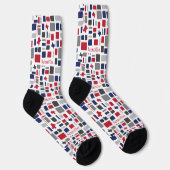 Texas Red & Blue Wonky Squares & Rectangles Socks Sokken (Rechts)