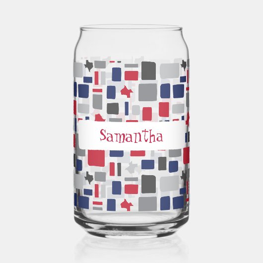 Texas Red & Blue Wonky Squares & Rectangs Blikvorm Glas (Links)