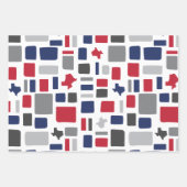 Texas Red & Blue Wonky Squares & Rectangs Inpakpapier Vel (Voorkant)