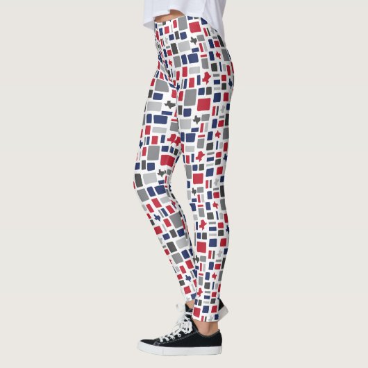 Texas Red & Blue Wonky Squares & Rectangs Leggings (Links)