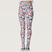 Texas Red & Blue Wonky Squares & Rectangs Leggings (Voorkant)