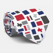 Texas Red & Blue Wonky Squares & Rectangs Stropdas (Opgerold)