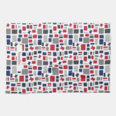 Texas Red & Blue Wonky Squares & Rectangs Theedoek (Horizontaal)