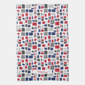 Texas Red & Blue Wonky Squares & Rectangs Theedoek (Verticaal)