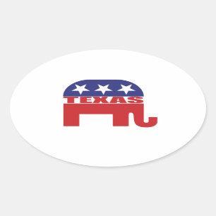 Texas Republikeinse Olifant Ovale Sticker