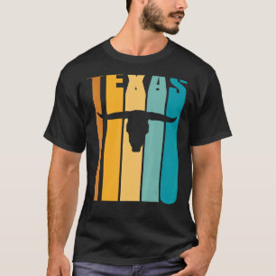 Texas Retro Afbeelding Cool Silhouet Longhorn Koe T-shirt