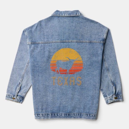 Texas Retro Longhorn Cattle  Texan Lone Sta Denim Jacket (Achterkant)