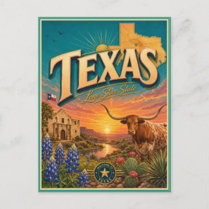 Texas Retro Reis Souvenir Prentbriefkaart Briefkaart