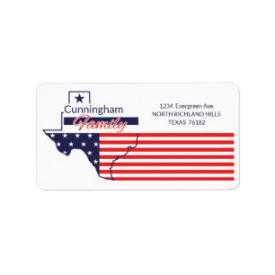 Texas Return Address Patriotic Stars en Stripes Etiket