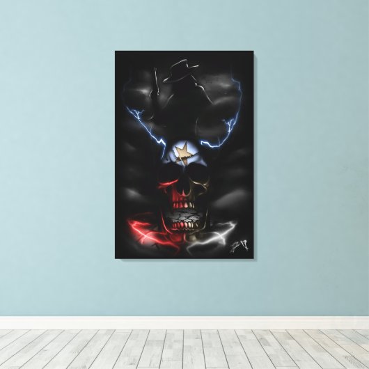 Texas Ride schedel Canvas Afdruk (Insitu (Houten vloer))
