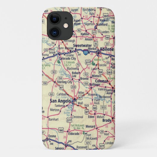 Texas Road Map Case-Mate iPhone Case (Achterkant)