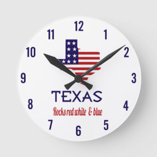 Texas Rocks Red White & Blue Ronde Klok