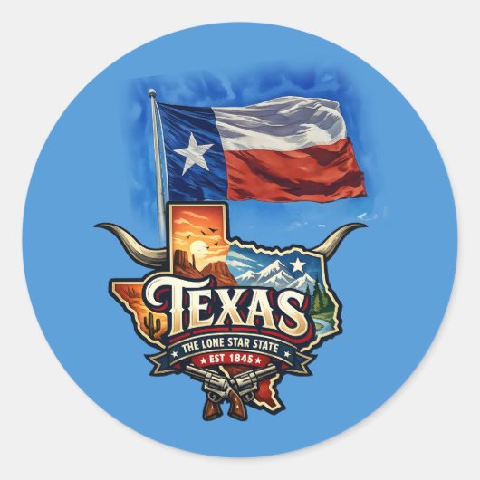 TEXAS RONDE STICKER (Voorkant)