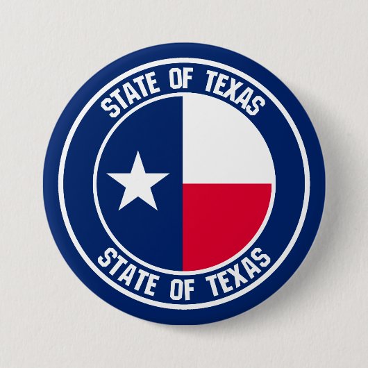 Texas Round Emblem Ronde Button 7,6 Cm (Voorkant)