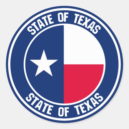 Texas Round Emblem Ronde Sticker (Voorkant)