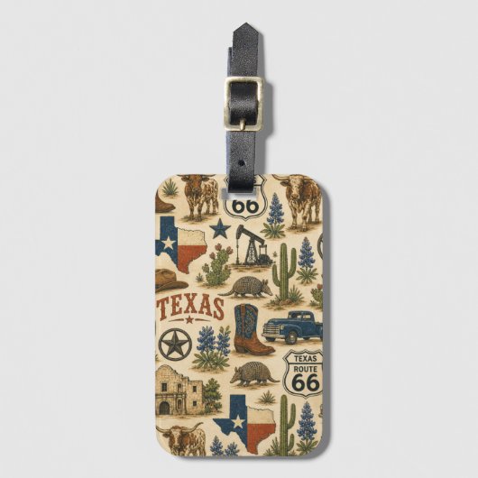 Texas Route 66 Bagage Label (Voorkant (verticaal))