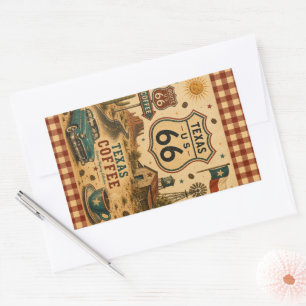 Texas Route 66 Coffee Ranch Ochtend Wegrestaurant Rechthoekige Sticker