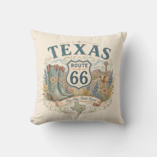 Texas Route 66 Retro Cowgirl Kamerdecoratie Cadeau Kussen