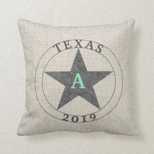 Texas Rustic Grijs Wit Jute Personalized Kussen