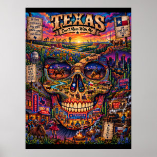 Texas Schedel Art Print Staat van Mind