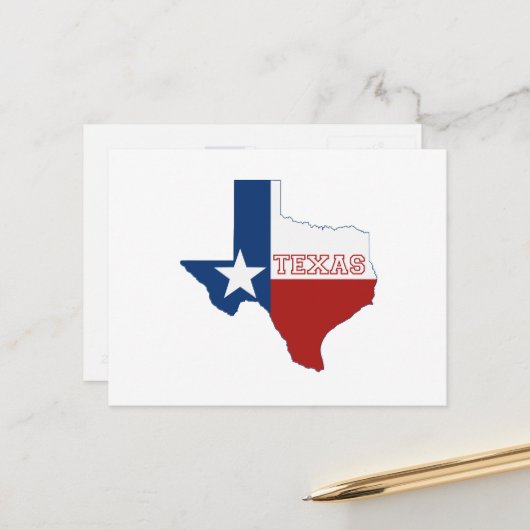 Texas Shaped State Flag Red White Blue Lone Star Briefkaart (Voorkant / Achterkant in situ)