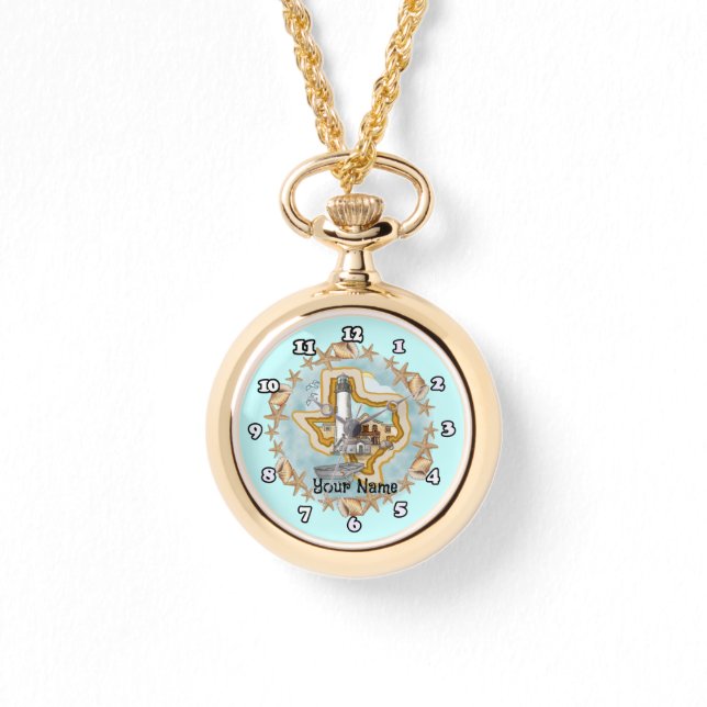Texas Shells Vuurtoren  Horloge (Voorkant)