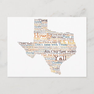 Texas Slang Word Art Map Briefkaart