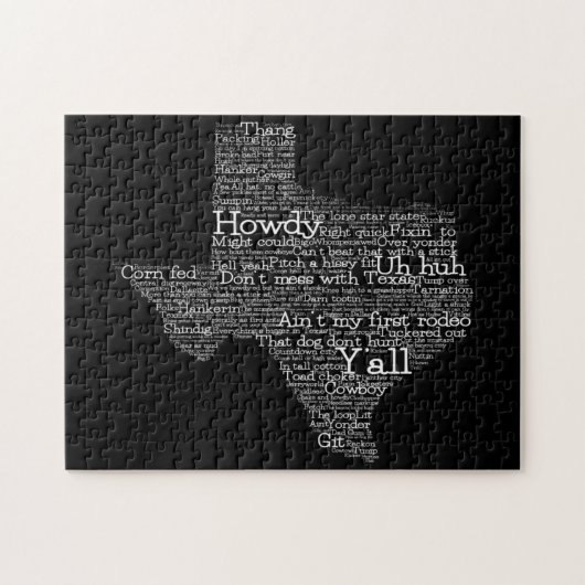 Texas Slang Word Art Map Jigzaag Puzzle Legpuzzel (Horizontaal)