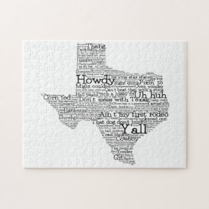 Texas Slang Word Art Map Jigzaag Puzzle Legpuzzel