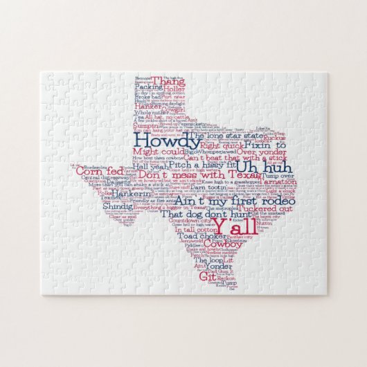 Texas Slang Word Art Map Jigzaag Puzzle Legpuzzel (Horizontaal)