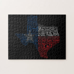 Texas Slang Word Art Map Jigzaag Puzzle Legpuzzel