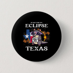 Texas Solar Eclipse 2024 april 8 Grappige Armadill Ronde Button 5,7 Cm