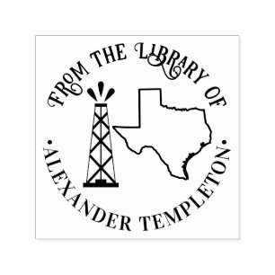 Texas Staat Kaart Overzicht Oliebron Bibliotheek B Zelfinktende Stempel