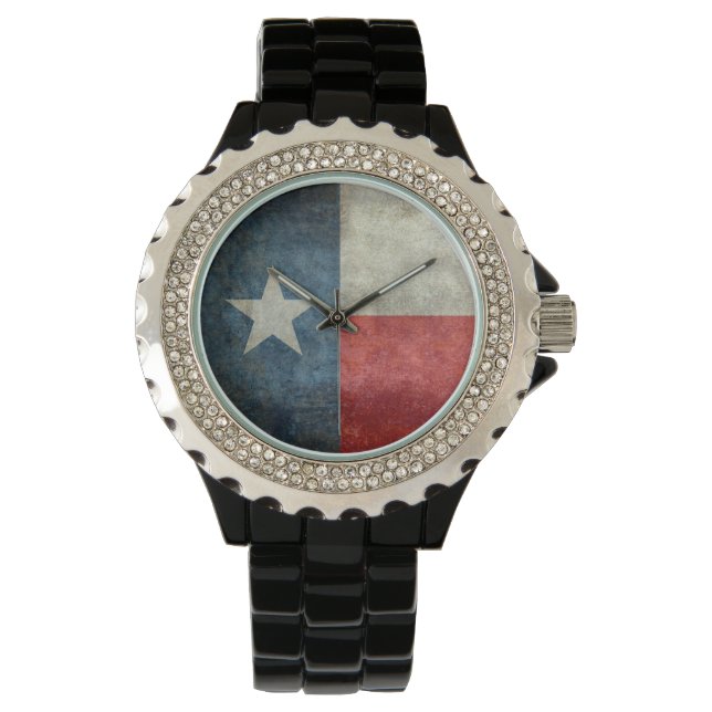 Texas staatsvlag  retro stijl dames horloge (Voorkant)