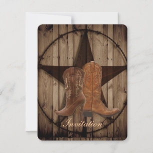 Texas Star Cowboy Boots Country Westerne bruiloft Kaart