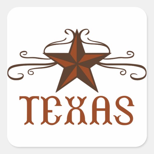 Texas Star Scroll Vierkante Sticker (Voorkant)