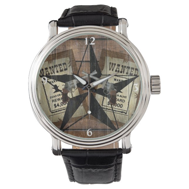 Texas Star Westerne dubbele posters Gewenst teken Horloge (Voorkant)