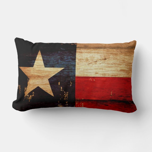 Texas State Flag in Rustic Wooden Grunge Kijk Kussen (Voorkant)